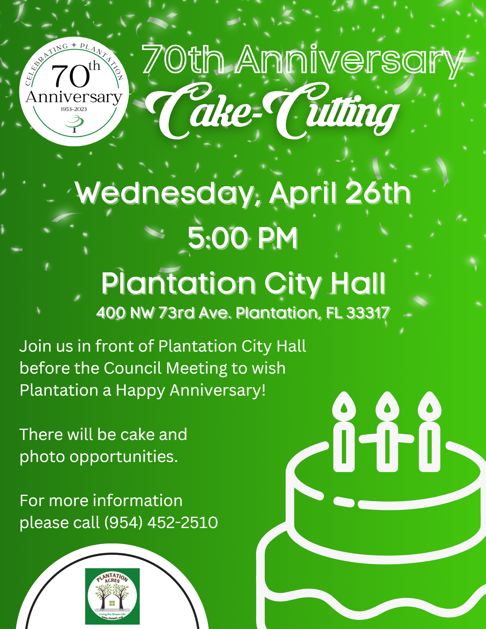 City of Plantation Birthday Cake Cutting