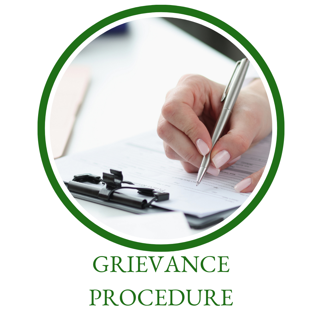 Website Buttons grievance procedure