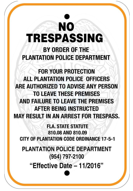 State Trespass Sign