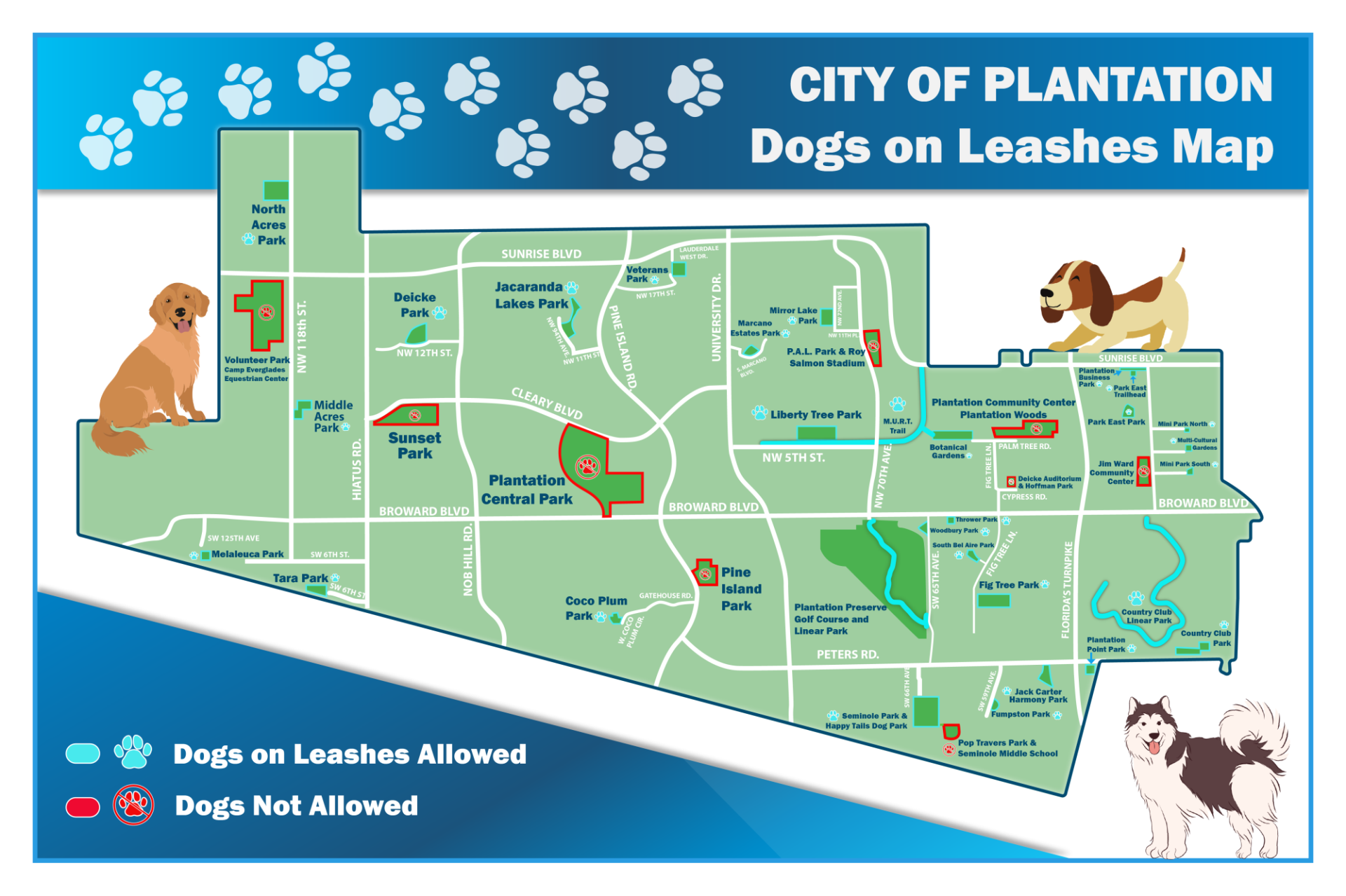 Dogs on Leashes Map