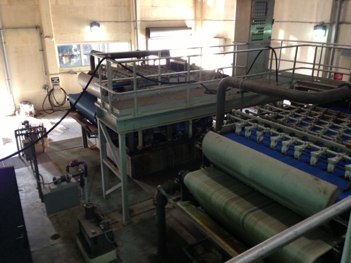 A bio-solids belt press at work at the Regional Waste Water Treatment Plant.