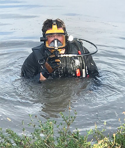 diver in water