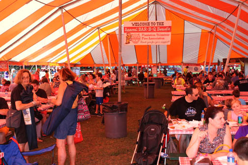 BBQ crowd in tent